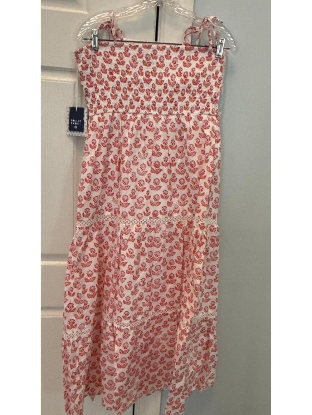 Roller Rabbit Women Floral Tie-Shoulder Tiered Maxi A-Line Dress - Size Medium